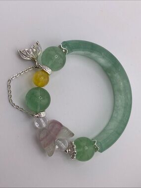 Green Fluorite Half-Bangle Bracelet - The Gem Studio